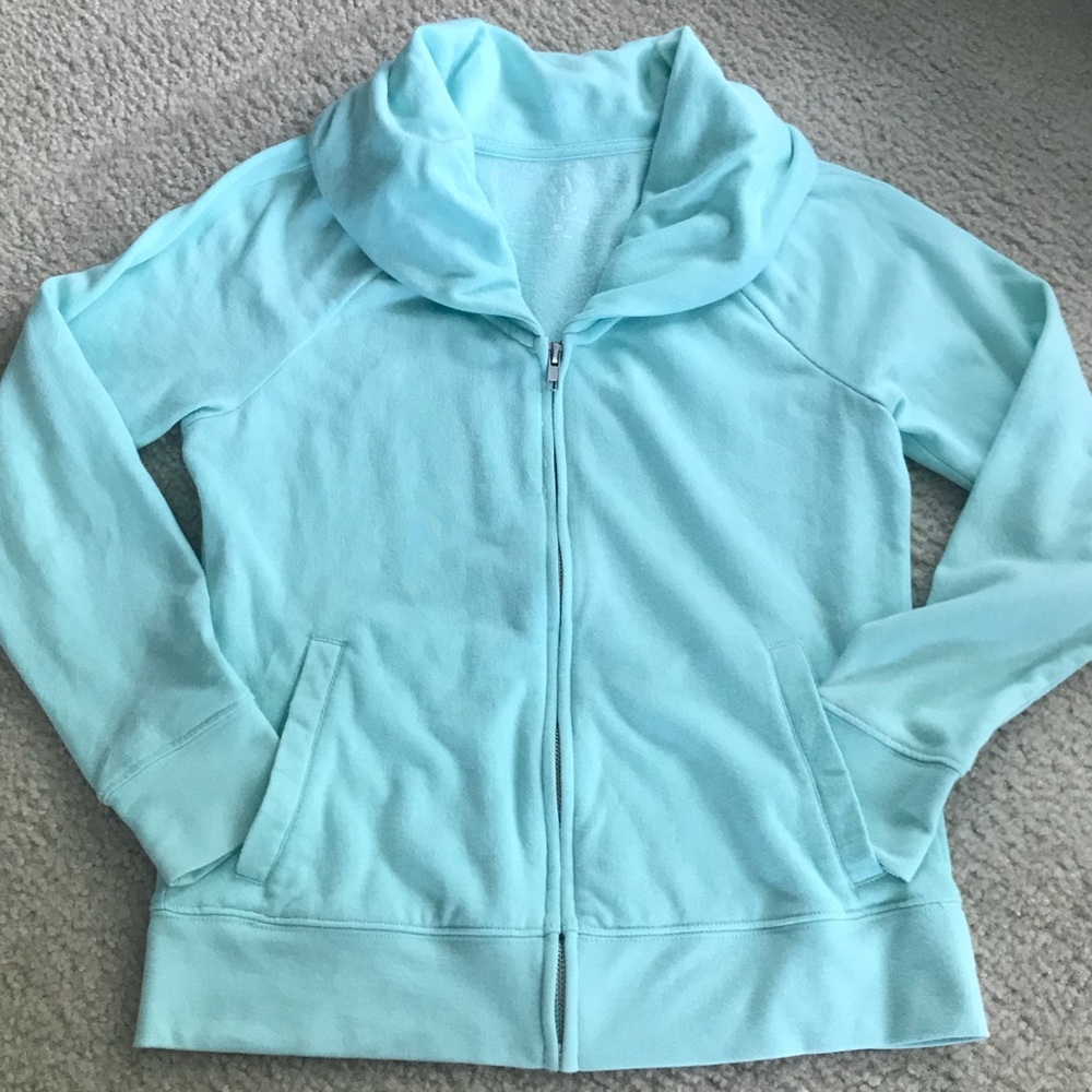 NY&CO Shawl Collar Aqua Sweatshirt